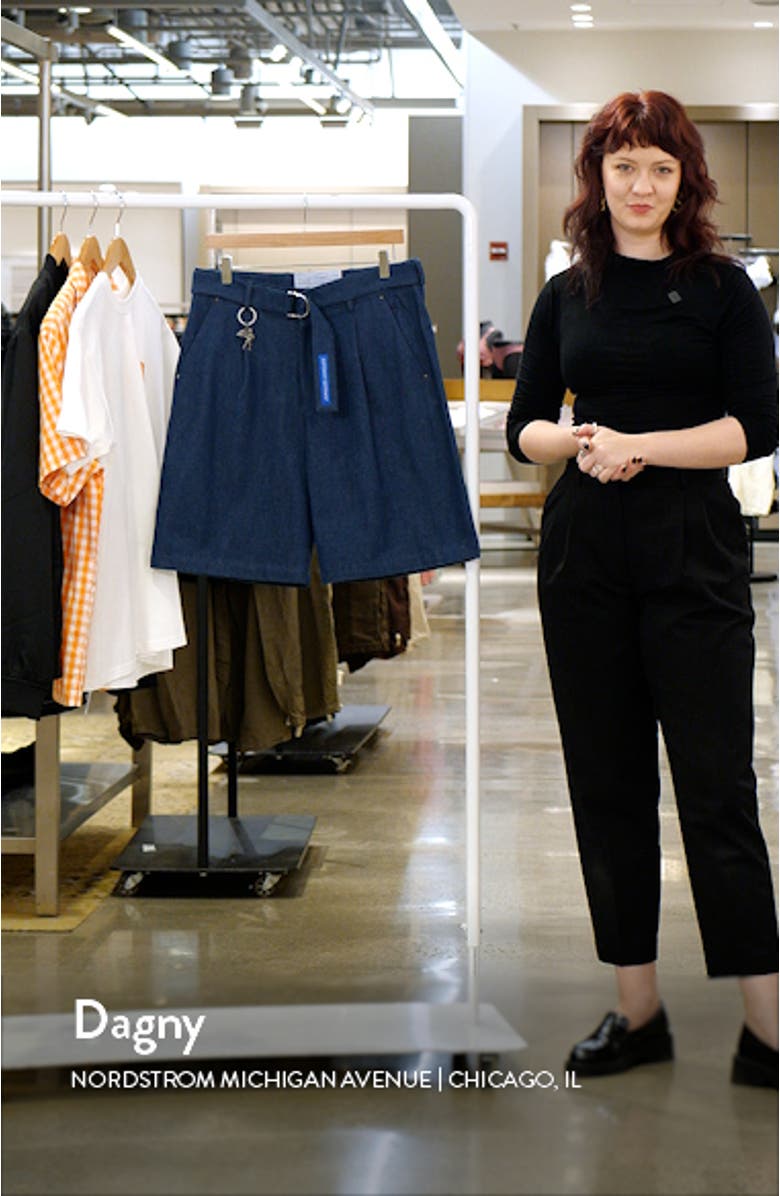 Pleated Belted Denim Shorts, sales video thumbnail