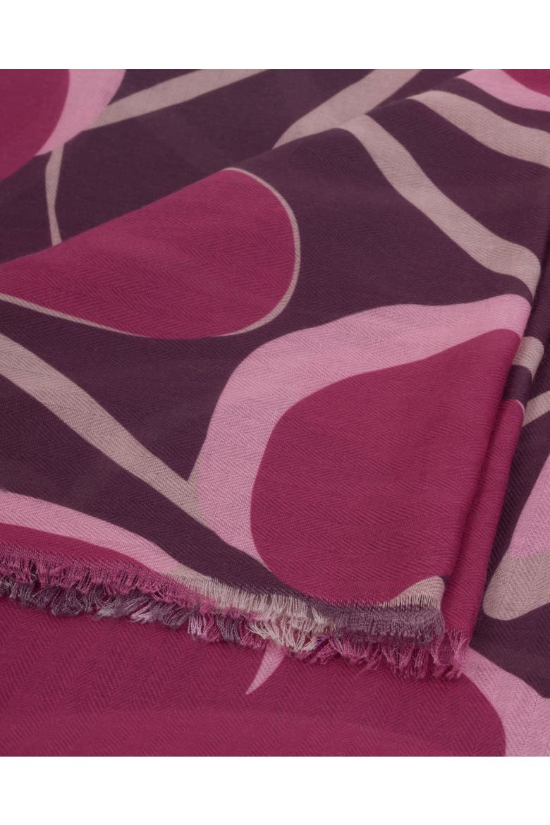 Organic Heart Printed Scarf in Maroon And Cherry, Alternate, color, Maroon and Cherry