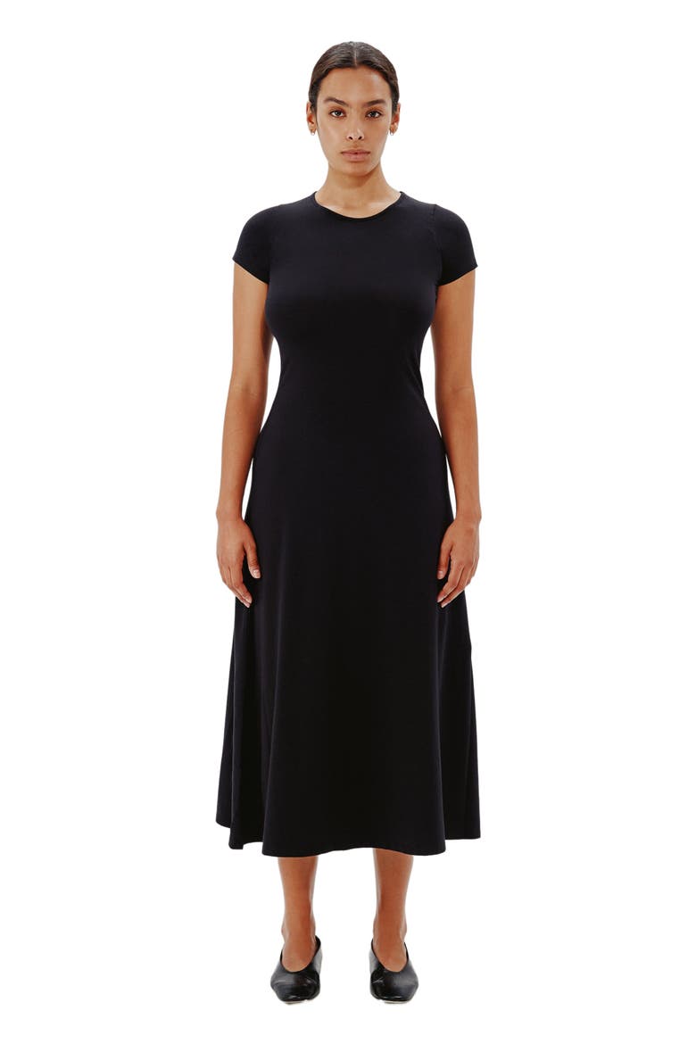 FITTED TEE DRESS, Main, color, BLACK