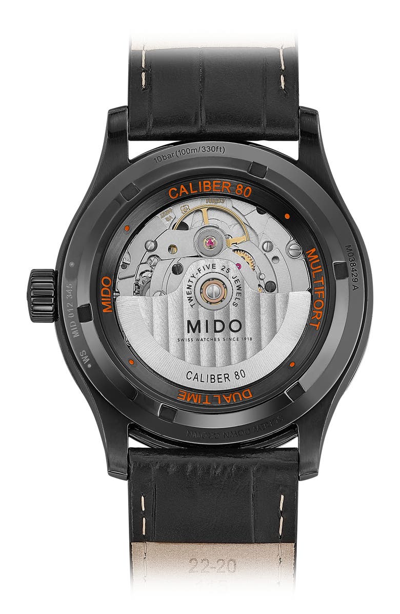 MIDO Multifort Automatic Leather Strap Watch, 42mm, Alternate, color, 