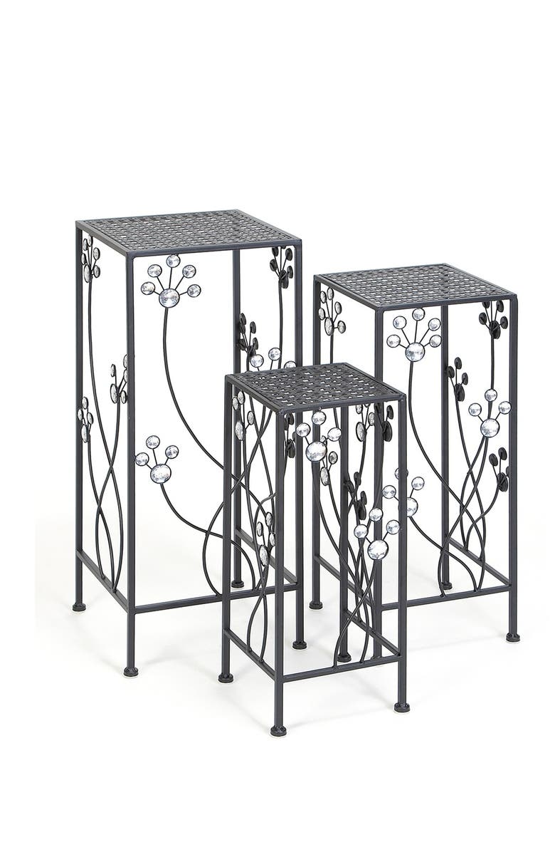 WILLOW ROW Black Iron Traditional Plant Stand - Set of 3, Main, color, Black