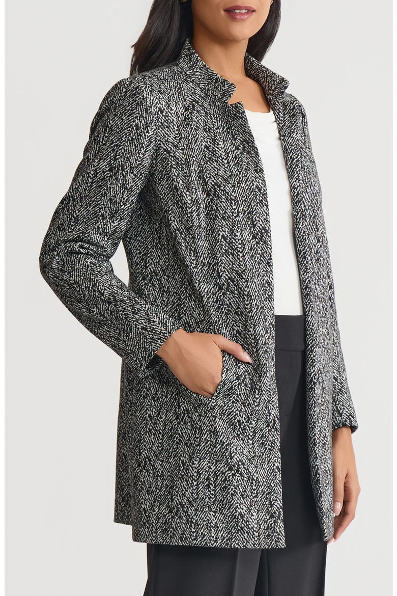 Herringbone Open Front Blazer, Alternate, color, BLACK/ VANILLA ICE