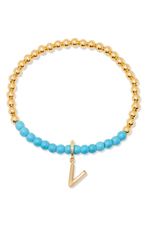 Brook & York Brook And York Bennett Inital Turquoise Beaded Bracelet