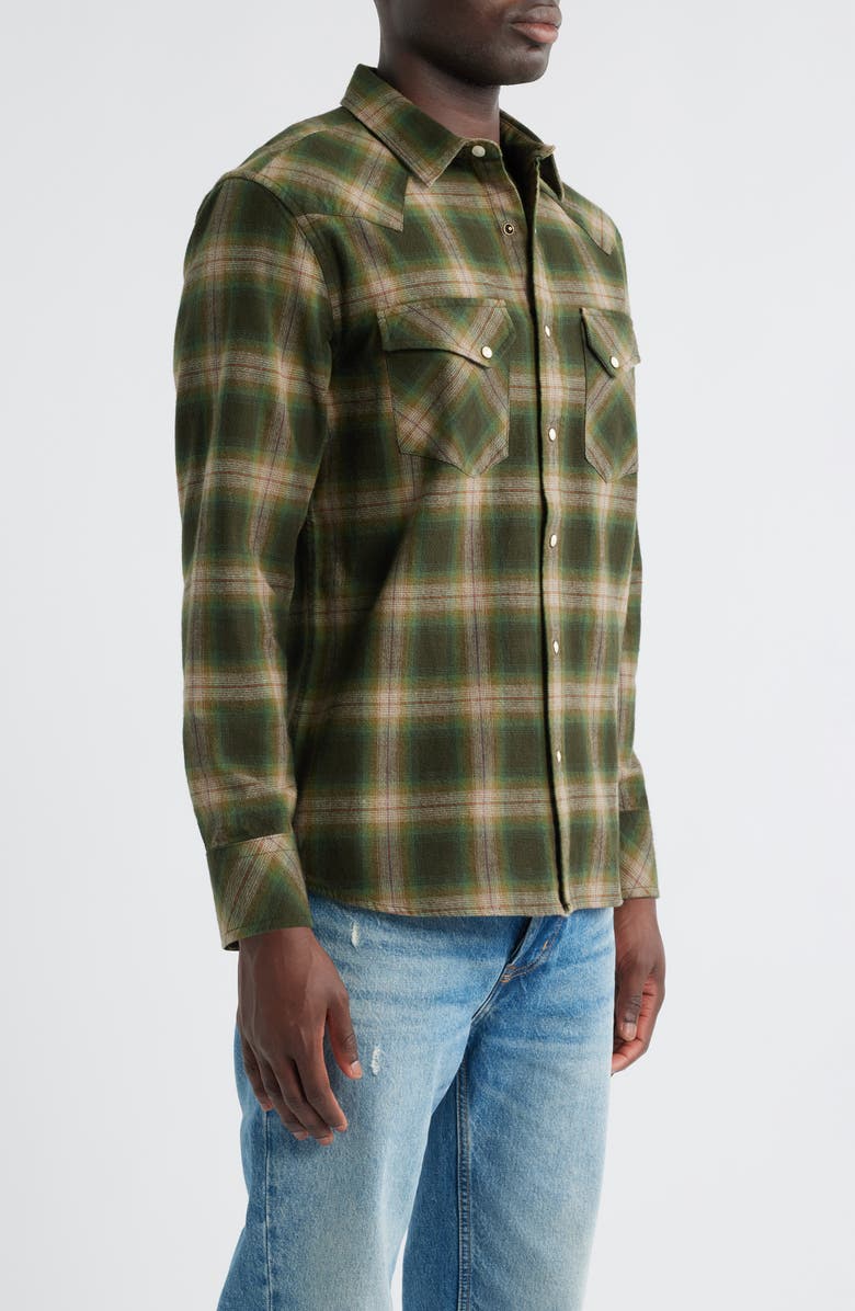 Pendleton Wyatt Plaid Cotton Snap-Up Shirt, Alternate, color, Olive Multi Plaid