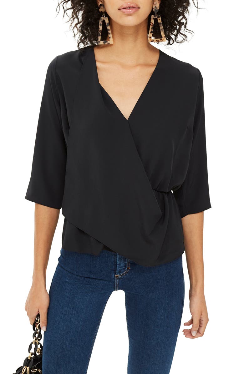 Topshop Dina Drape Panel Blouse, Main, color, 