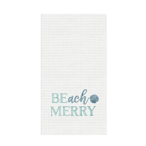 Beach Merry Coastal Embroidered Christmas Towel