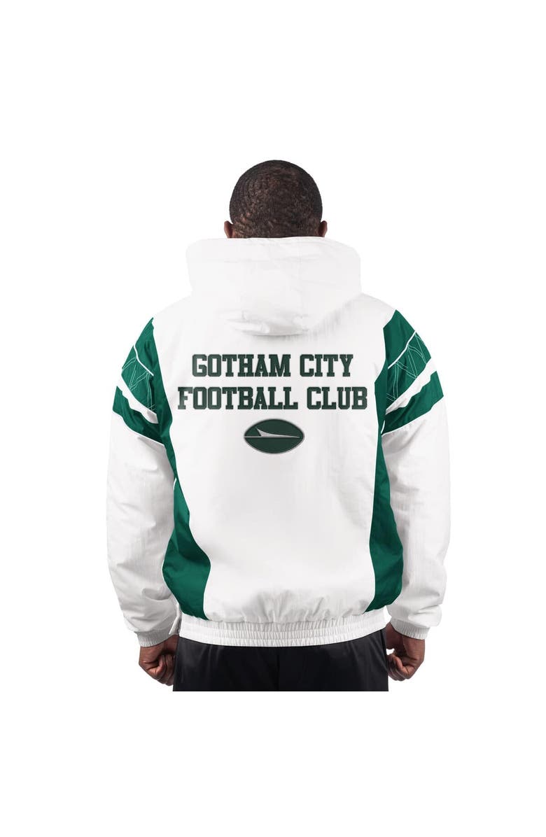 STARTER Men's Starter White New York Jets Gotham City Half-Zip Hoodie Jacket, Alternate, color, White