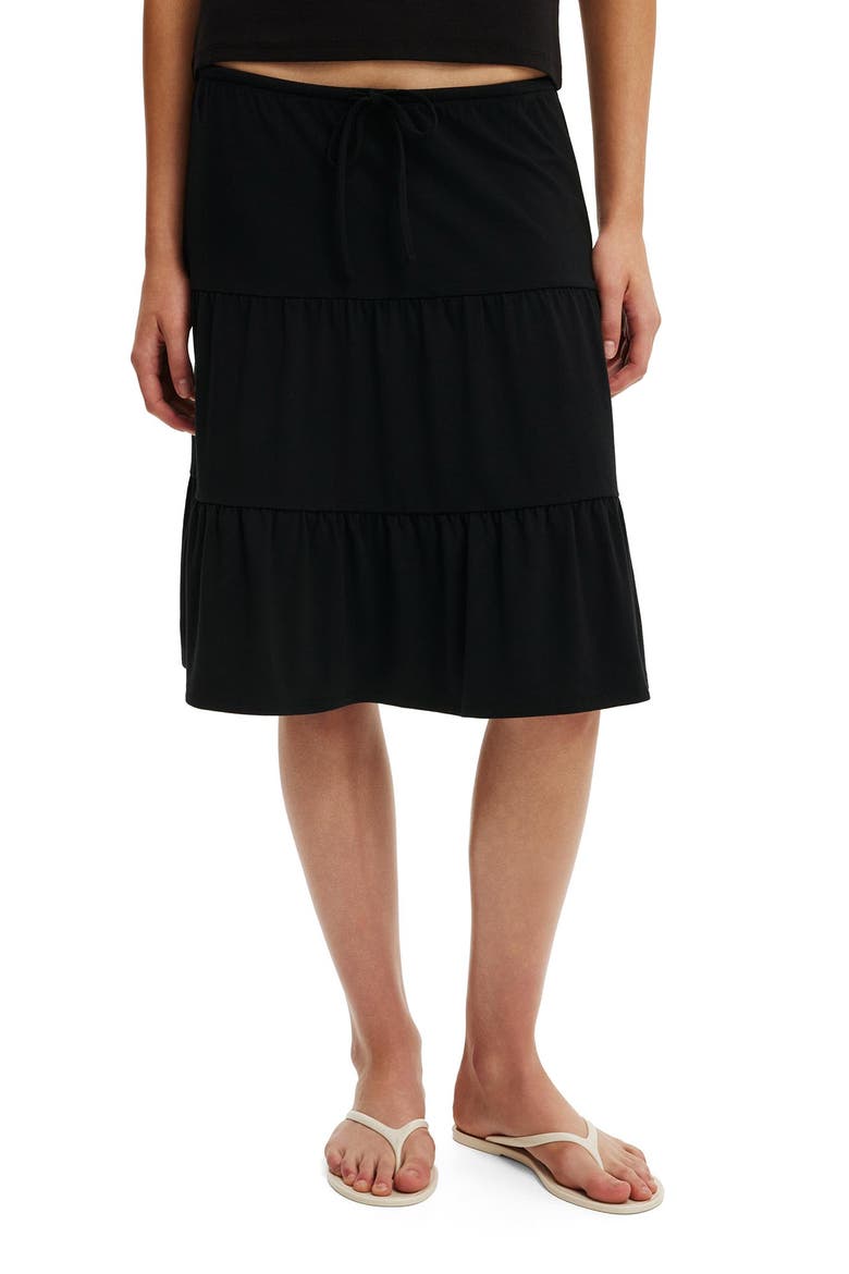 Women's Maple Tiered Midi Skirt, Alternate, color, Black