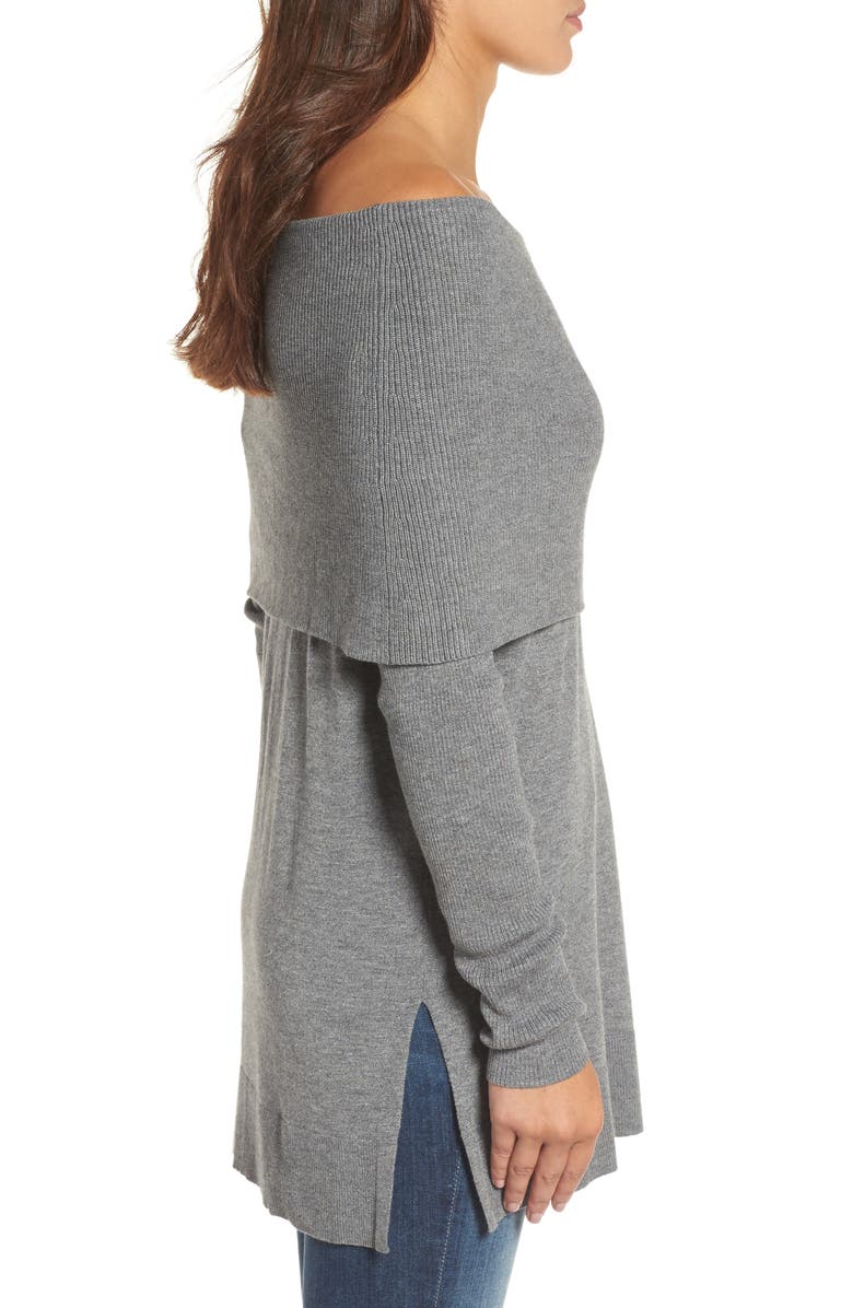 Caslon<sup>®</sup> Side Slit Convertible Cowl Neck Tunic, Alternate, color,