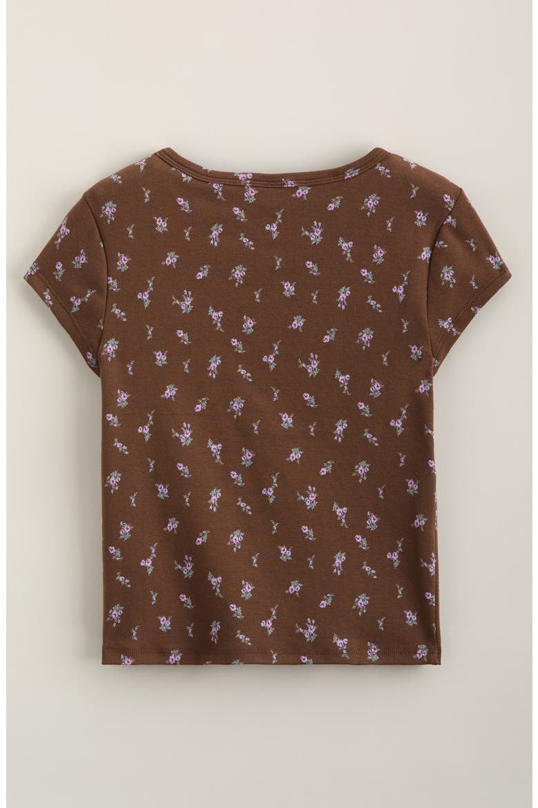 Kids' Snap Henley T-Shirt, Alternate, color, BROWN- PURPLE BECKY DITSY