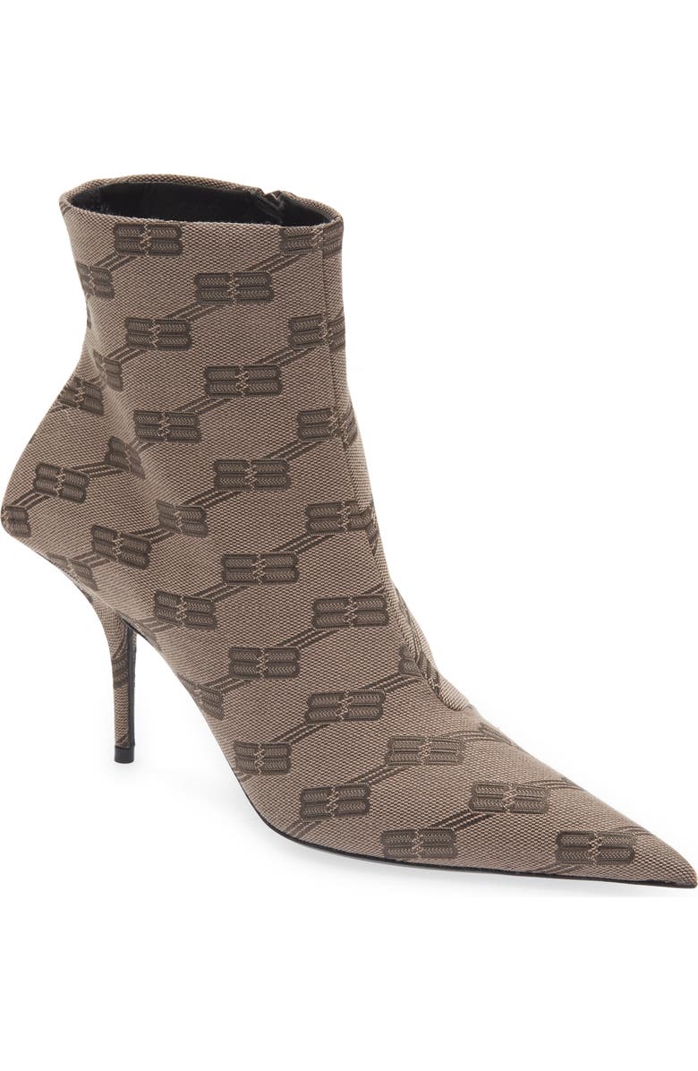 Balenciaga So Knife Logo Jacquard Pointed Toe Bootie, Main, color,
