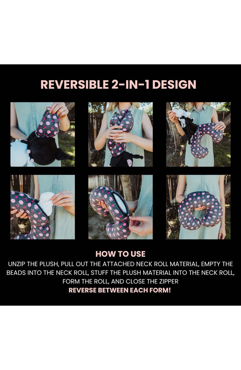 Toynk Sanrio Kuromi Reversible Neck Roll Pillow and Plush Toy, Alternate, color, Black