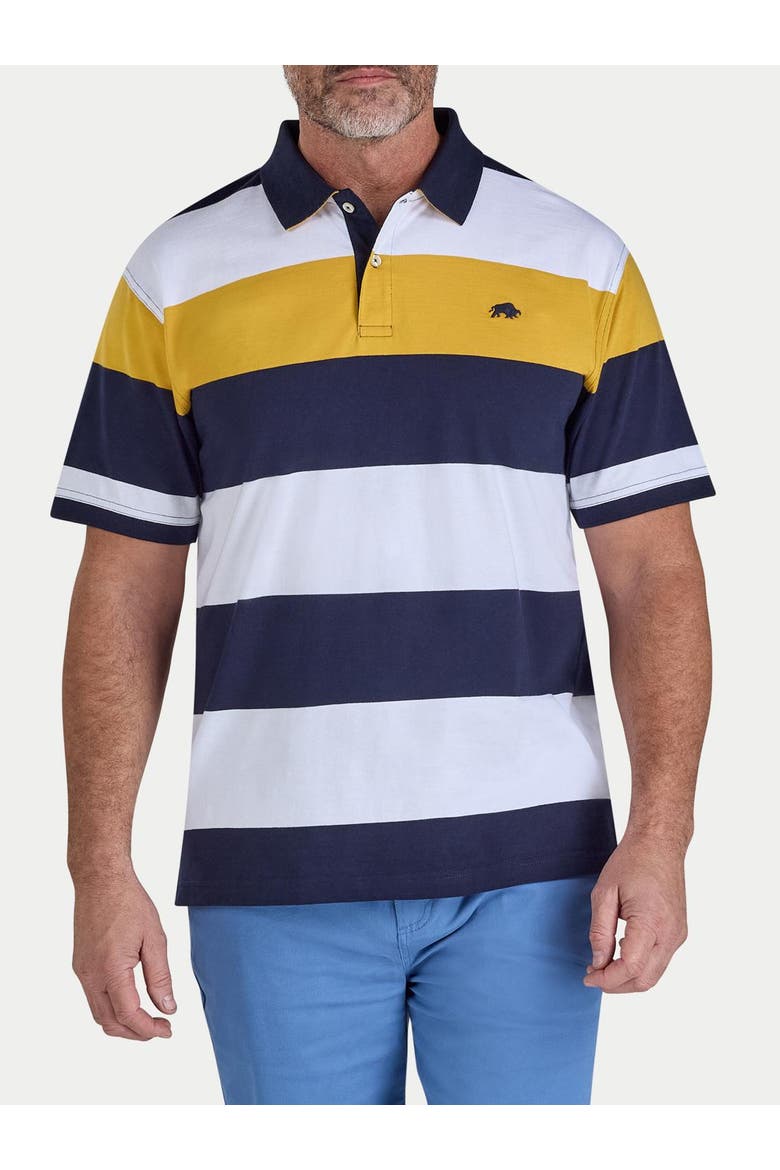 Chestband Stripe Polo Shirt, Alternate, color, Navy