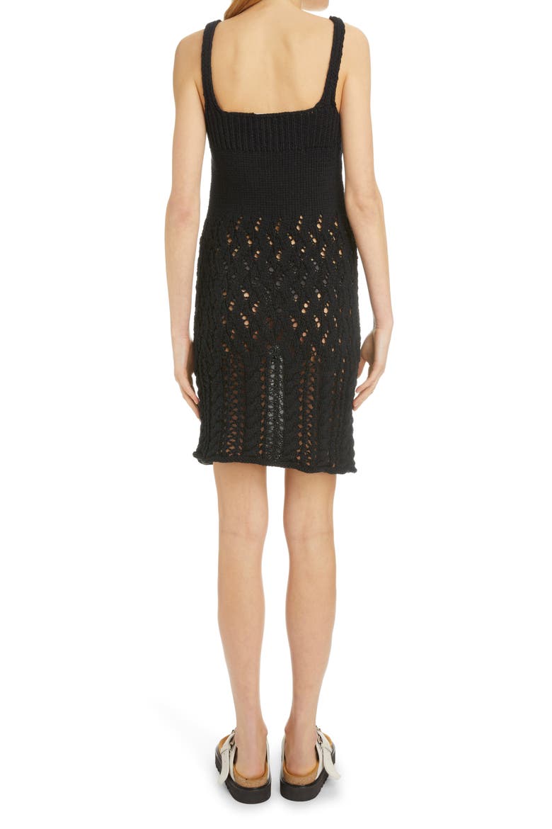 Studios Kamillo Open Stitch Cotton Sweater Minidress, Alternate, color, BLACK