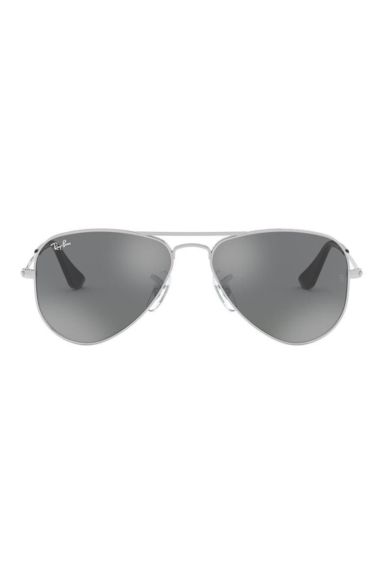 Junior 50mm Mirrored Aviator Sunglasses, Main, color, GREY SILVER MIRROR