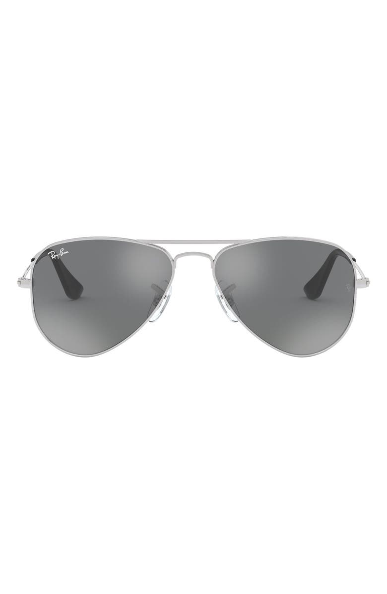 Ray-Ban Junior 50mm Mirrored Aviator Sunglasses, Main, color, Grey Silver Mirror