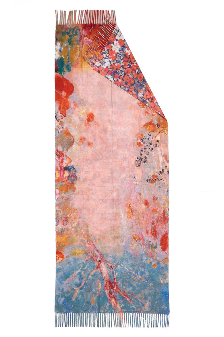 Tasha Abstract Cotton & Cashmere Scarf, Alternate, color, PINK