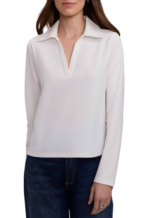 Talia Crepe Knit Long Sleeve Polo