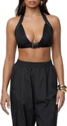 JLUXLABEL Belted Motion Halter Top
