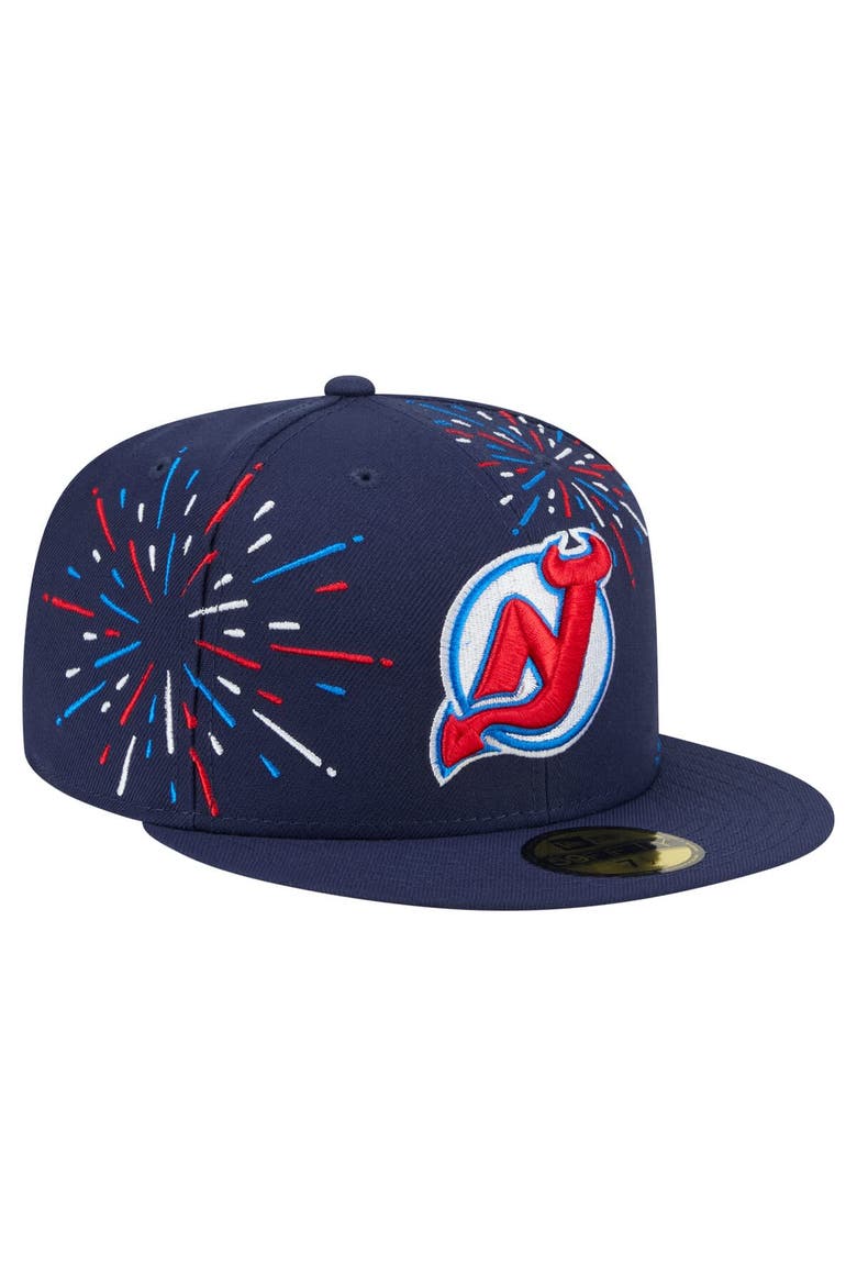 Men's New Era  Navy New Jersey Devils Americana Fireworks 59FIFTY Fitted Hat, Alternate, color, Navy