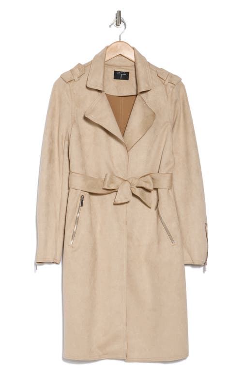 T TAHARI T TAHARI FAUX SUEDE TRENCH COAT