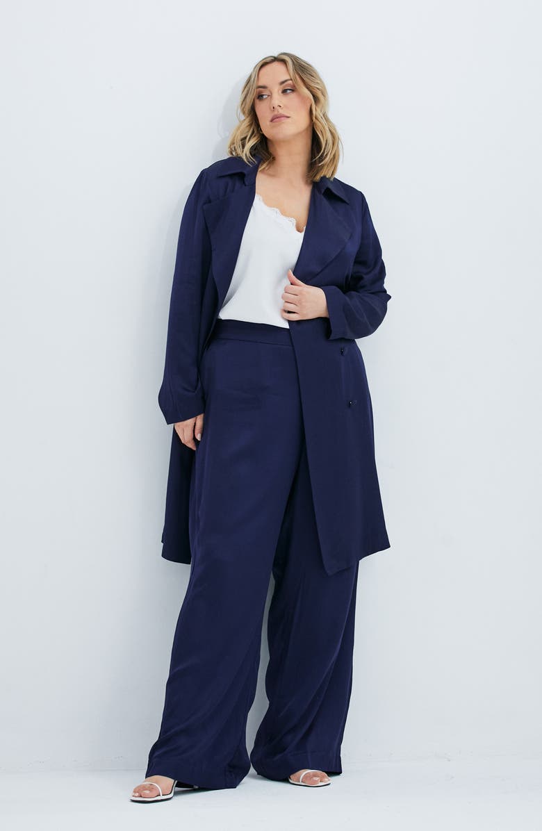 Estelle Samantha Wide Leg Satin Pants, Alternate, color, Ink