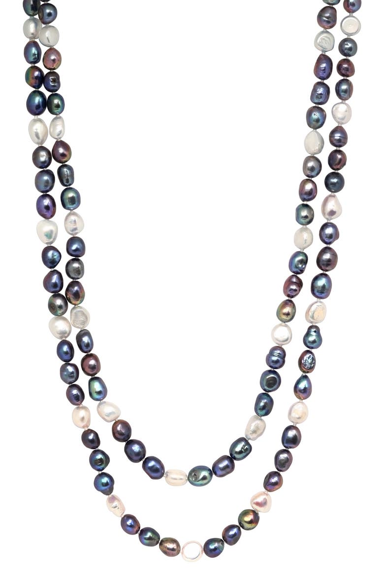 Freshwater Pearl Layered Necklace, Main, color, GREY