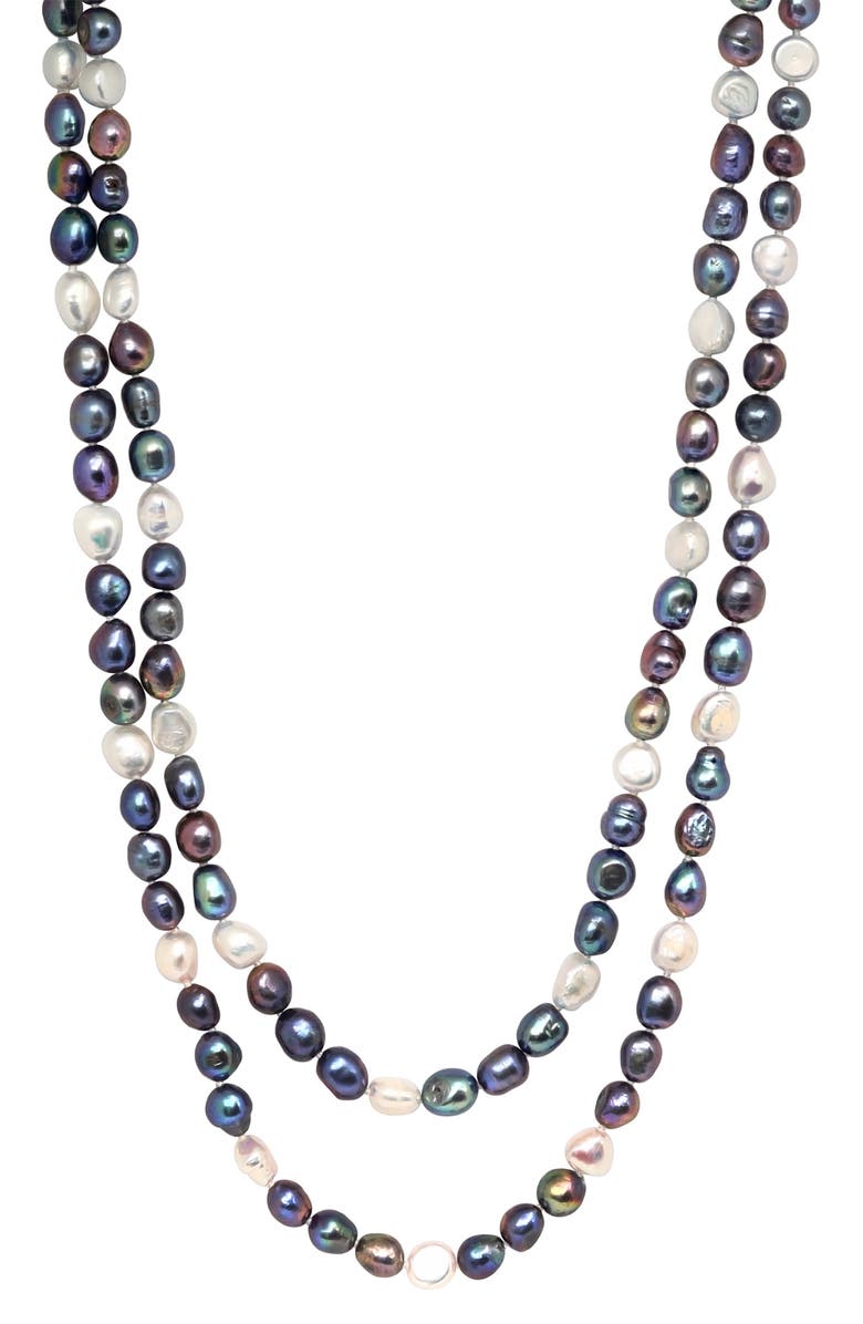 EFFY Freshwater Pearl Layered Necklace, Main, color, Grey