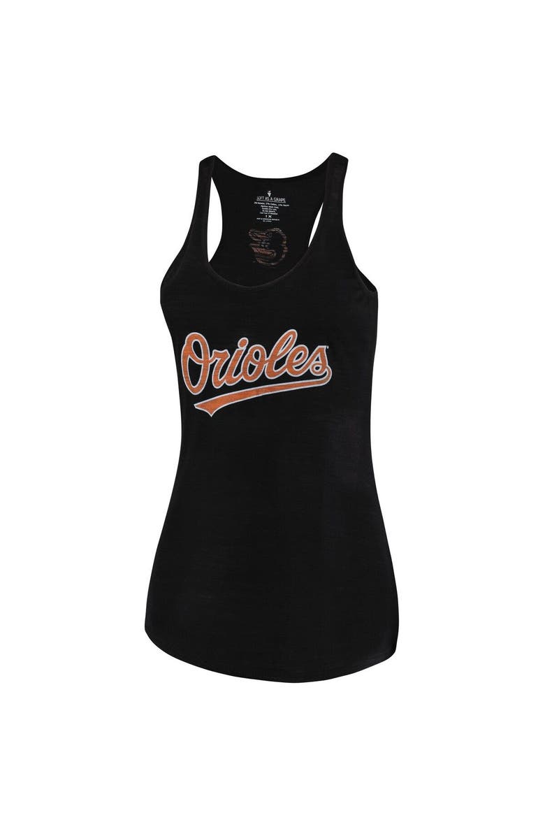 SOFT AS A GRAPE Women's Soft as a Grape Black Baltimore Orioles Plus Size Swing for the Fences Racerback Tank Top, Main, color, 