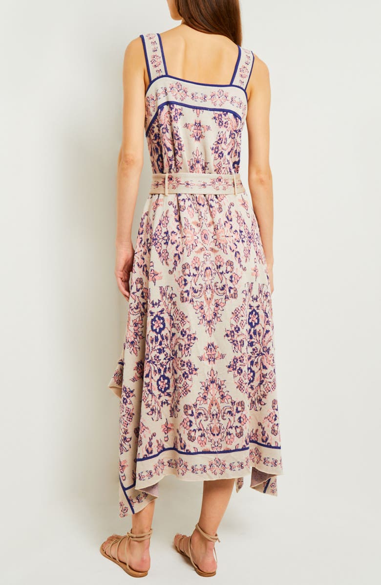 Misook Jacquard Knit Handkerchief Hem Midi Dress, Alternate, color, 