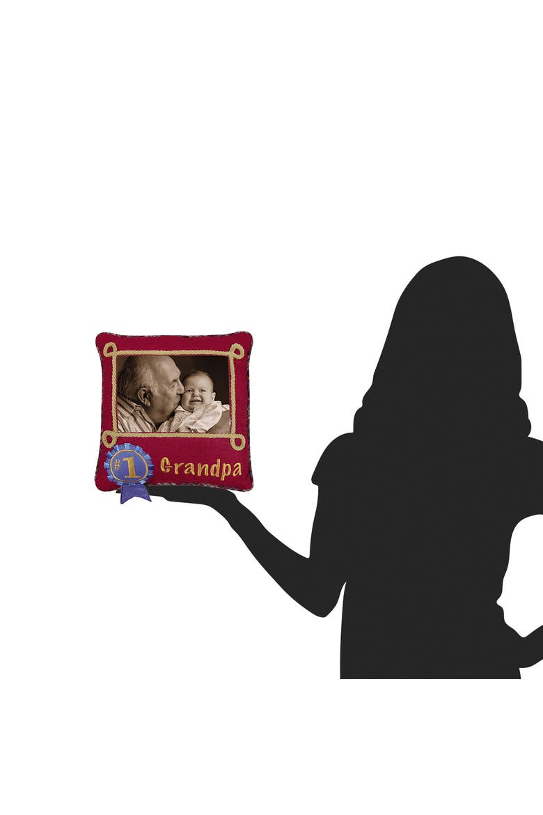 #1 Grandpa Picture Small/Petite Accent Pillow, Alternate, color, Red