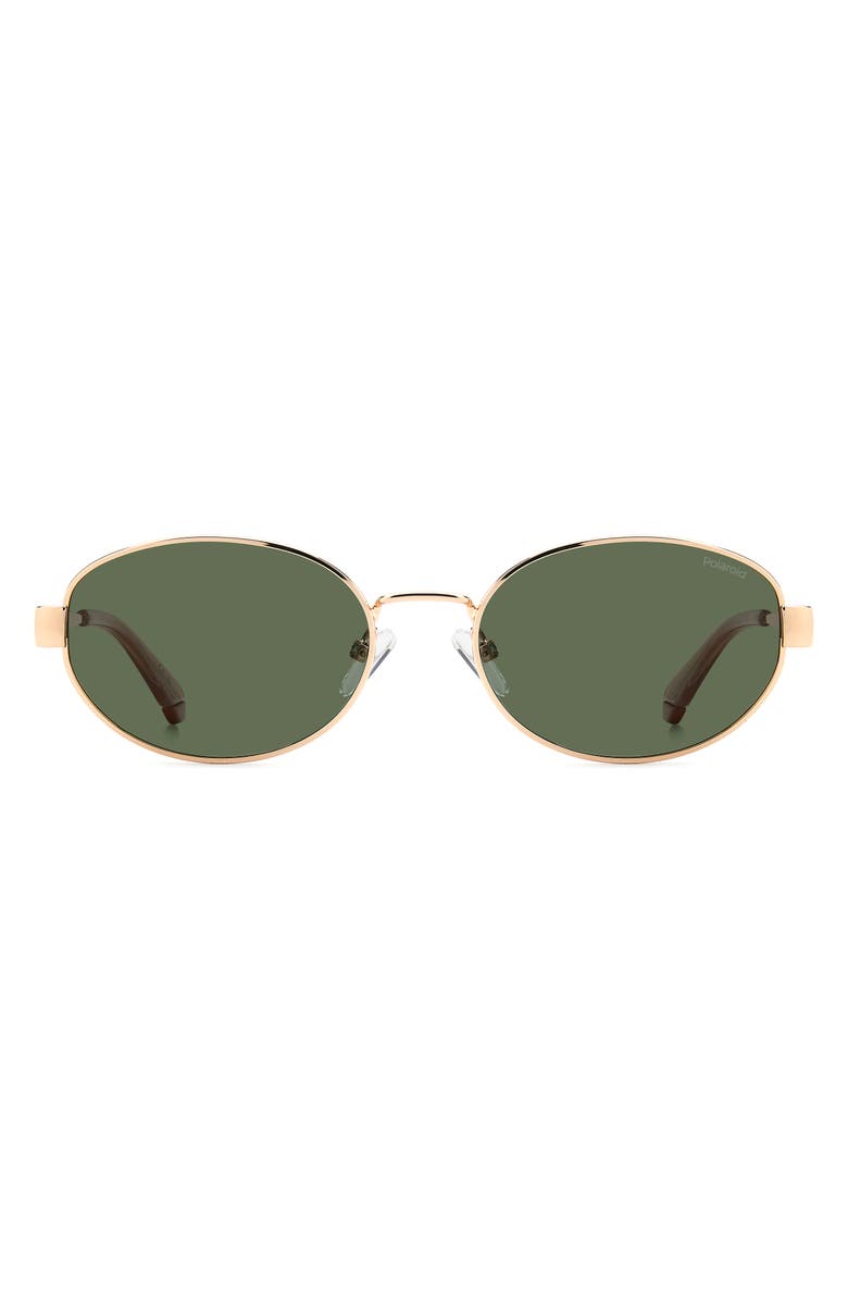 Polaroid 55mm Polarized Oval Sunglasses, Alternate, color, Rose Gold/ Green Pz