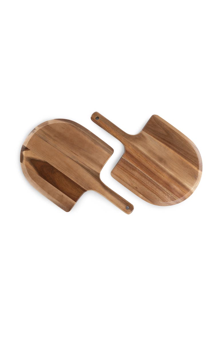 Toscana Acacia Personal Pizza Peel Serving Board Paddle Set of 2, Main, color, Acacia Wood