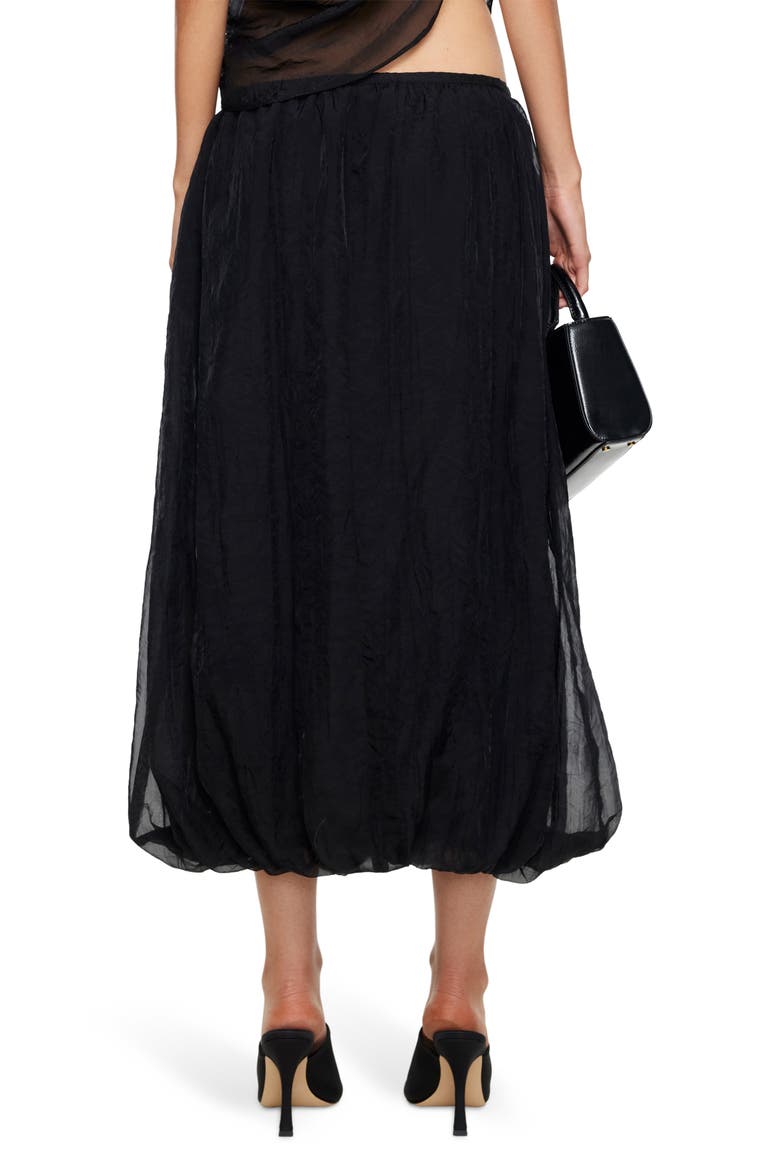 Intuition Bubble Hem Midi Skirt, Alternate, color, NOIR