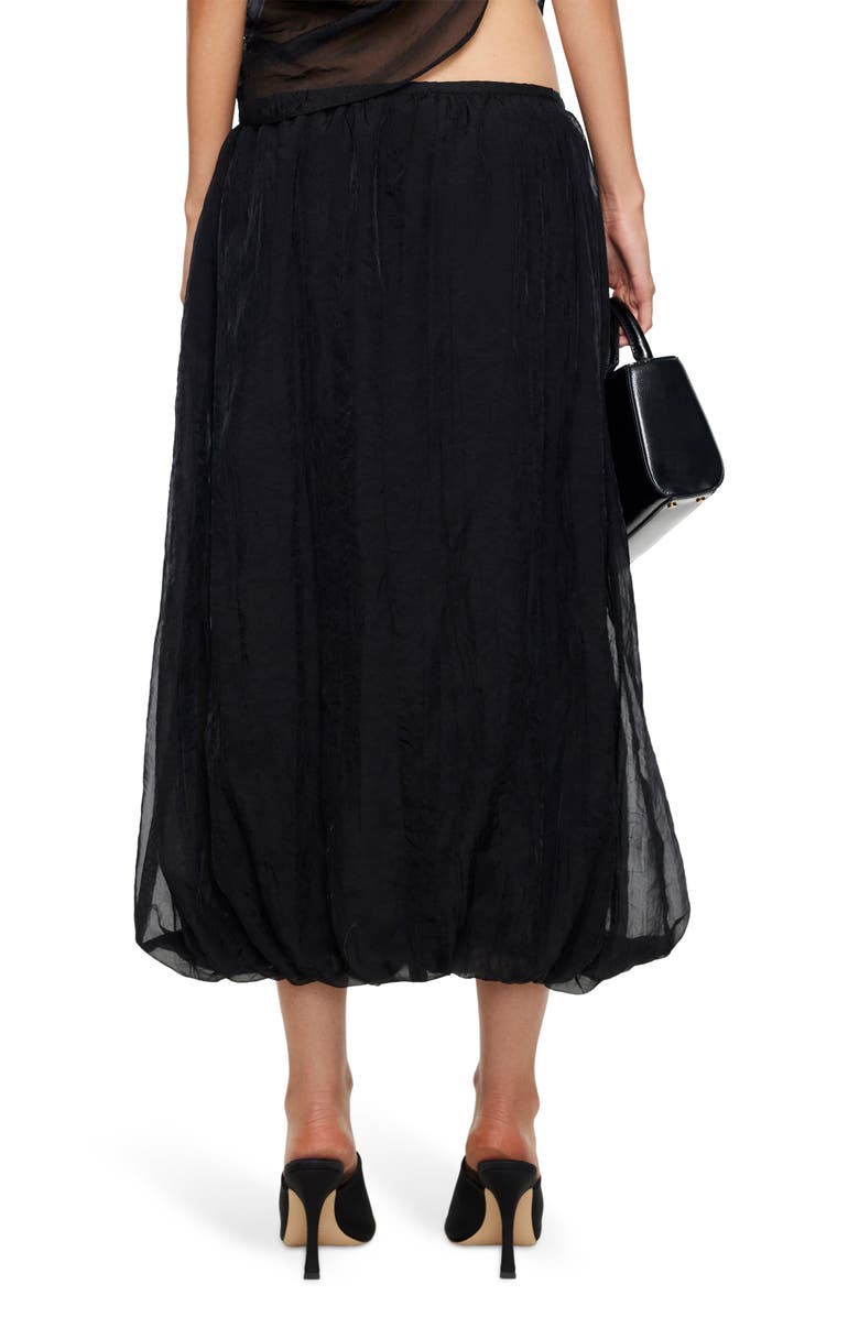 LIONESS Intuition Bubble Hem Midi Skirt, Alternate, color, Noir