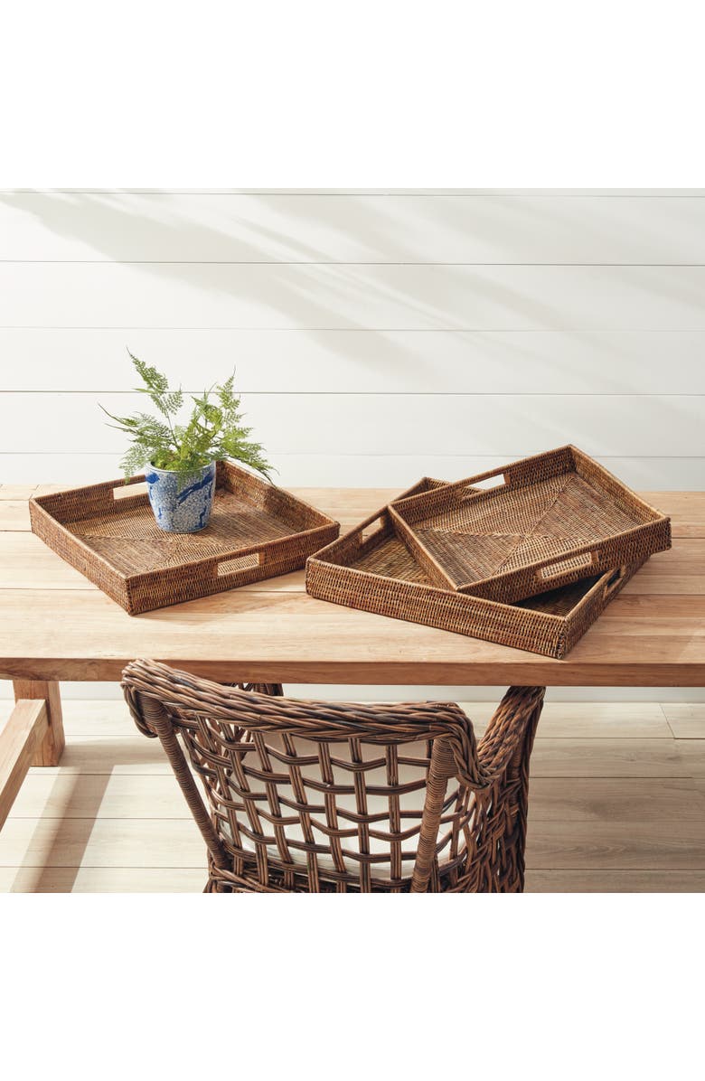 Napa Home & Garden Burma Rattan Ottoman Trays, Set Of 3, Alternate, color, Brown