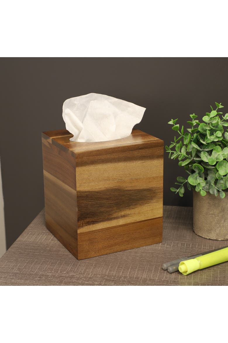 Acacia Wood Tissue Box Holder, Alternate, color, Acacia