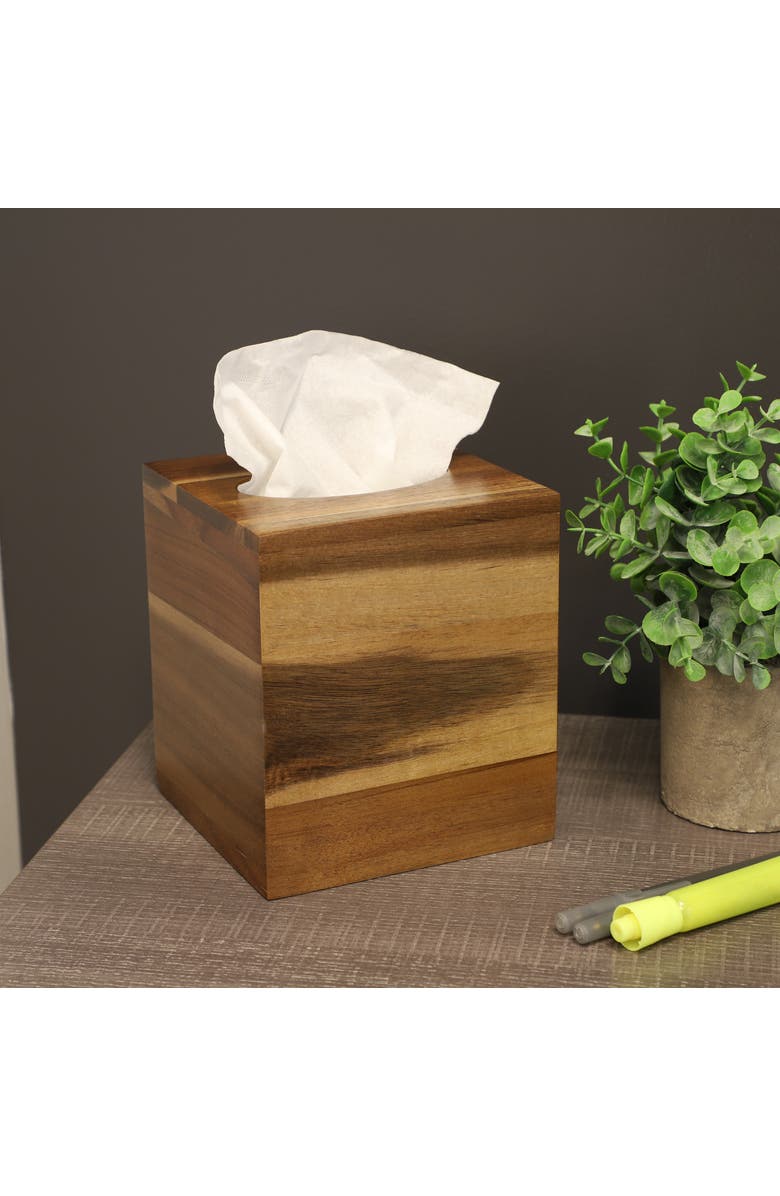 Megachef Acacia Wood Tissue Box Holder, Alternate, color, Acacia