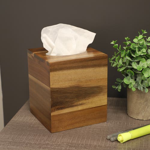 Megachef Acacia Wood Tissue Box Holder In Brown