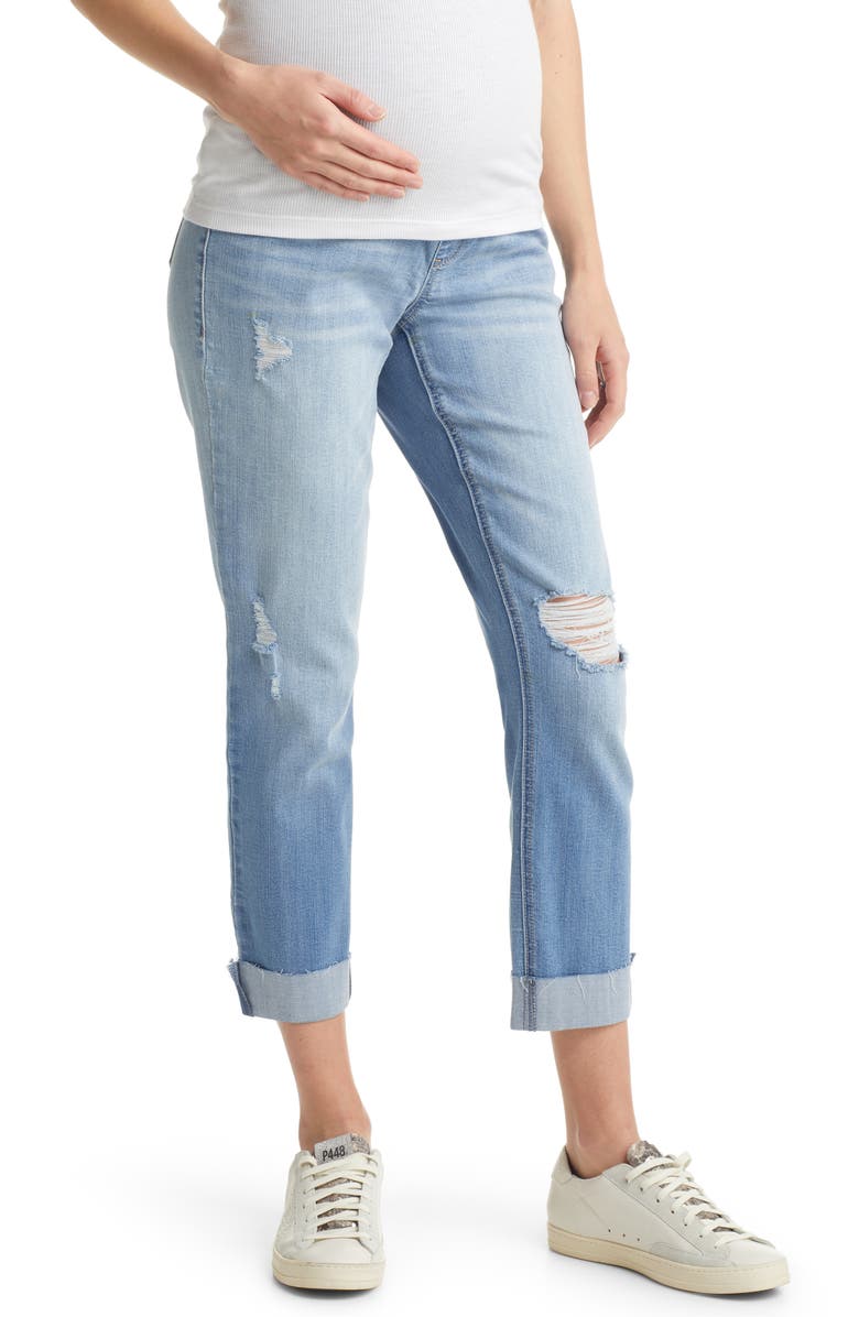 1822 Denim Roll Cuff Girlfriend Slim Maternity Jeans, Main, color,