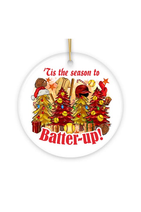 Batter-up Softball Christmas Trees Ornament