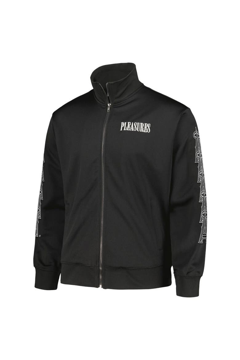 Men's PLEASURES Black Los Angeles Angels Pitcher Full-Zip Track Jacket, Alternate, color, Black