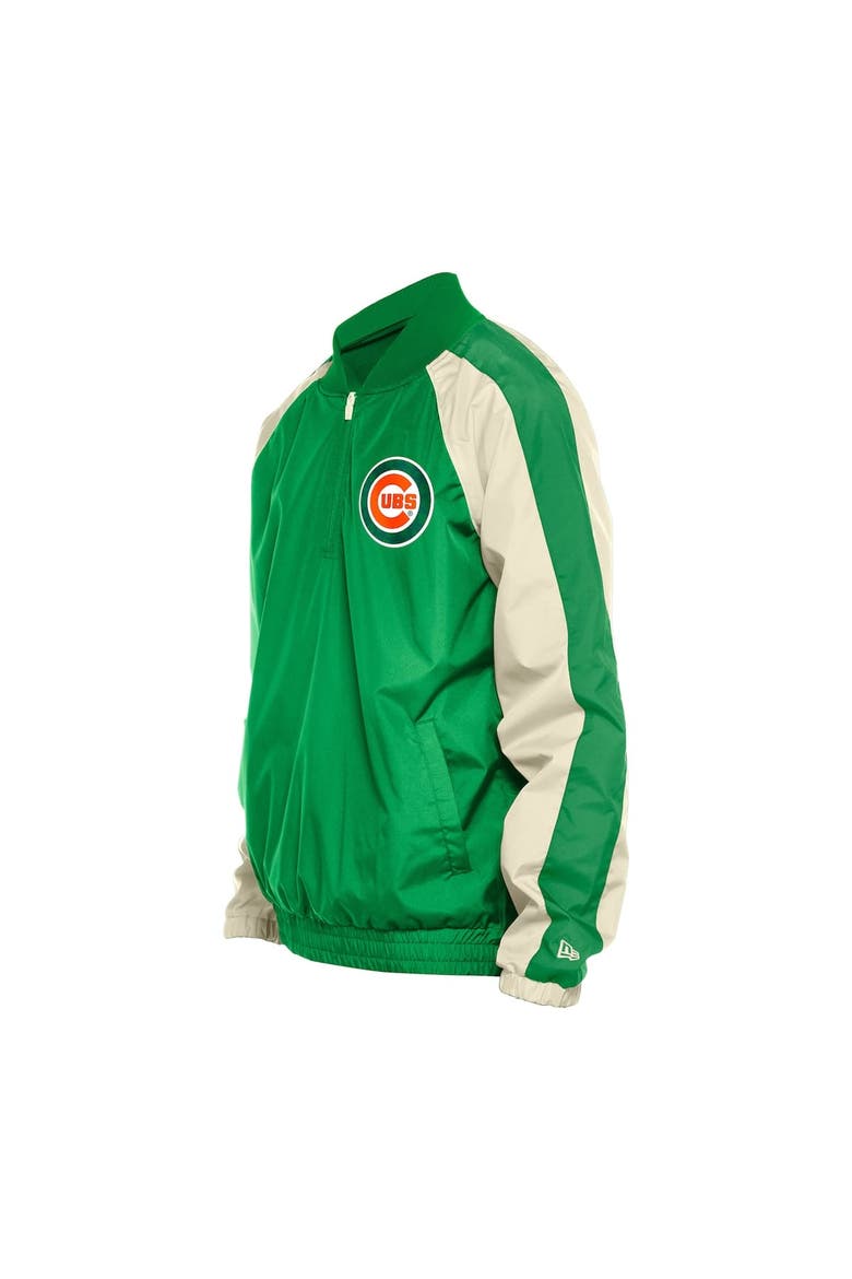 Men's New Era Kelly Green Chicago Cubs St. Patrick's Day Ripstop Raglan Quarter-Zip Windbreaker, Alternate, color, Kelly Green