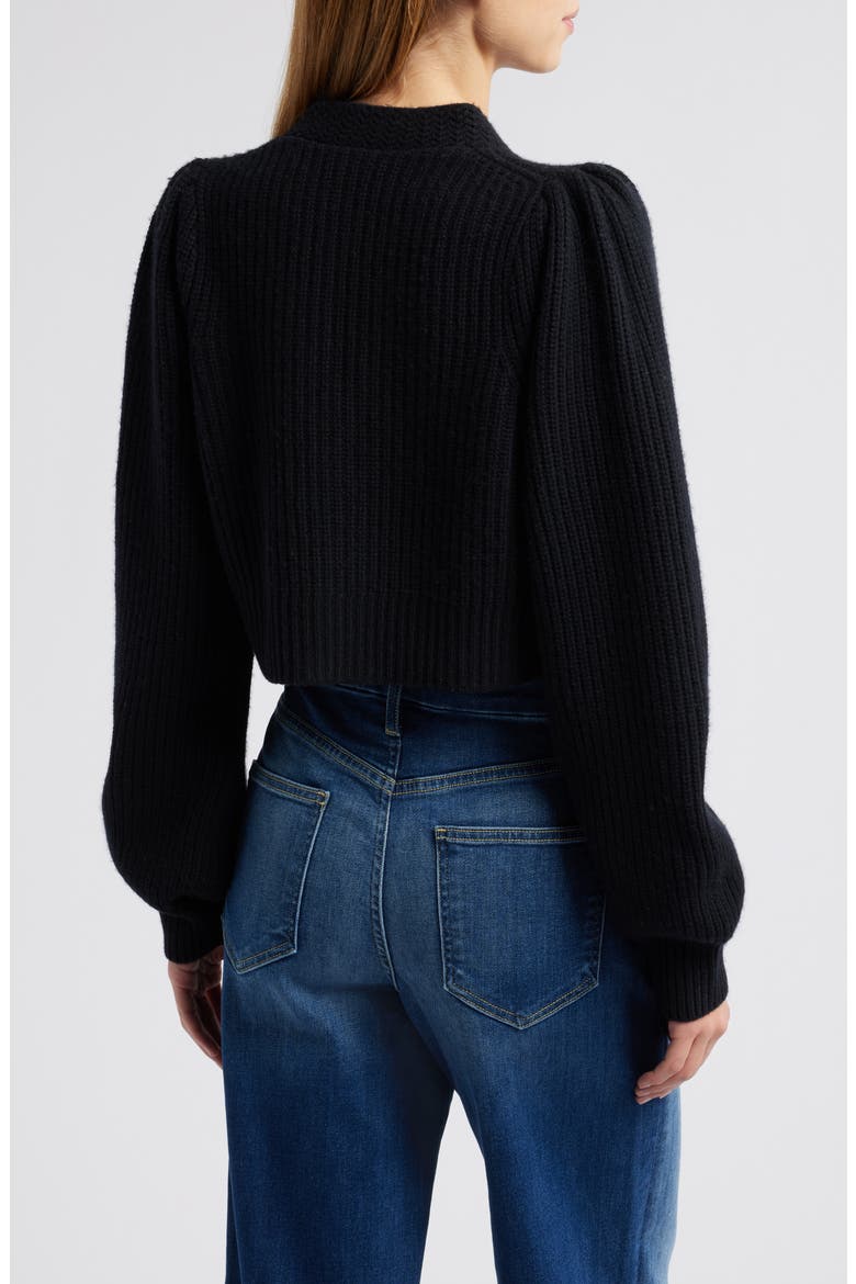 Avignon Wool & Cashmere Crop Cardigan, Alternate, color, BLACK