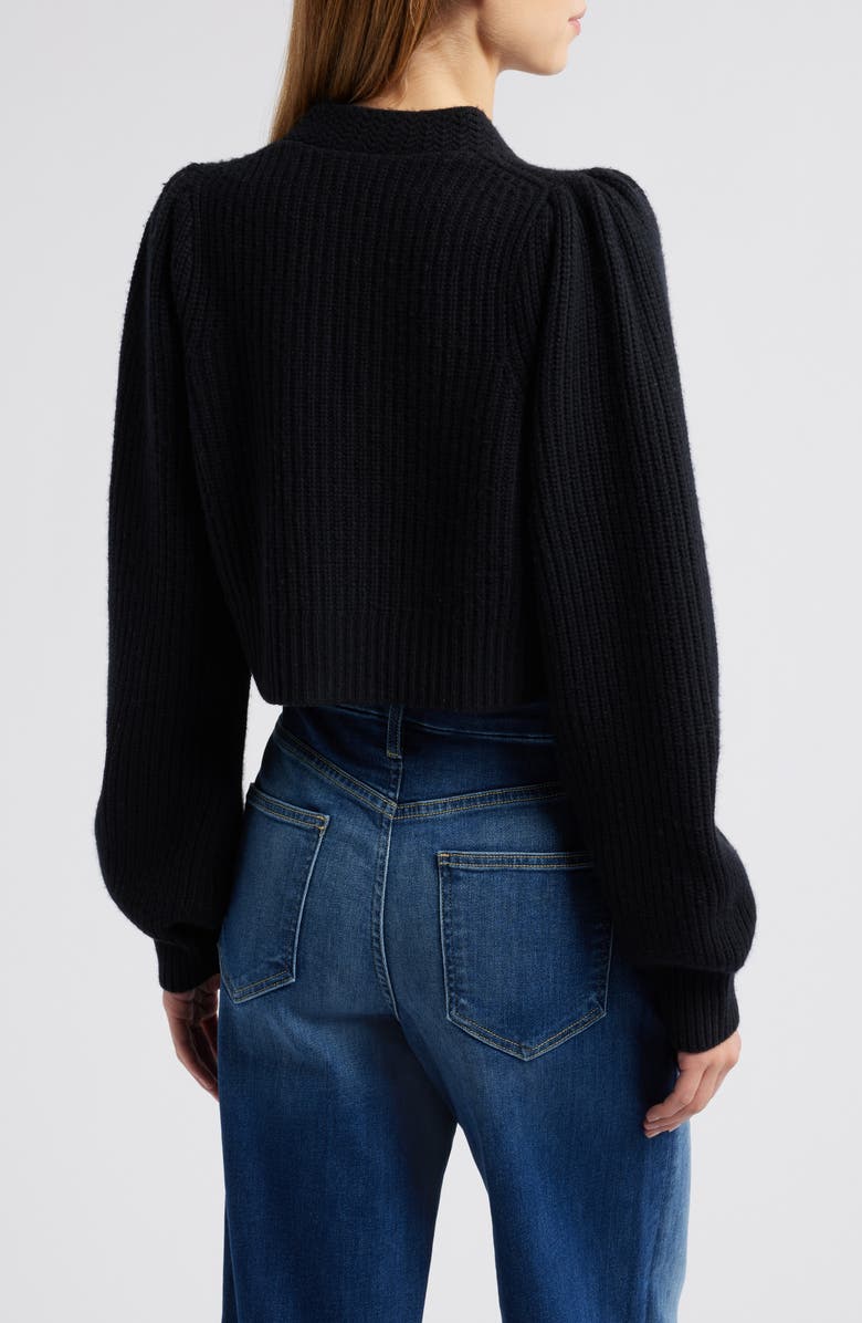 LoveShackFancy Avignon Wool & Cashmere Crop Cardigan, Alternate, color, Black