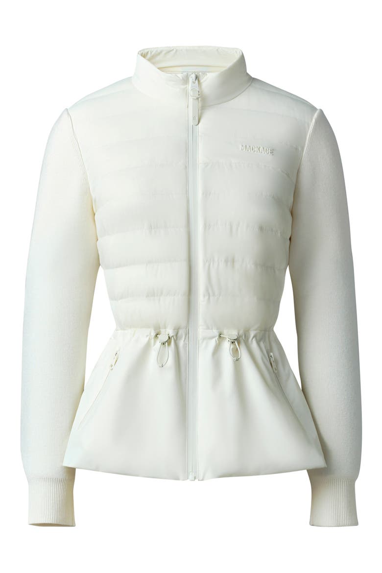 Laika Mixed Media Peplum Down Jacket, Alternate, color, CREAM