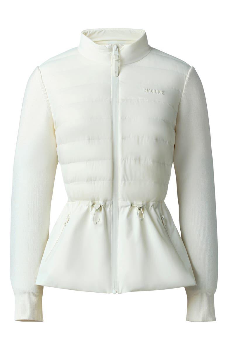 Mackage Laika Mixed Media Peplum Down Jacket, Alternate, color, Cream