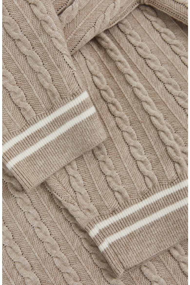 Tuscano Cable Quarter Zip Sweater, Alternate, color, OATMEAL BROWN