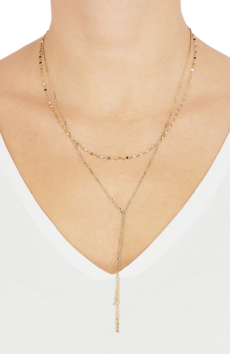 Frankie & Zoe 14K Yellow Gold Layered Chain Y-Necklace, Alternate, color, Yellow Gold