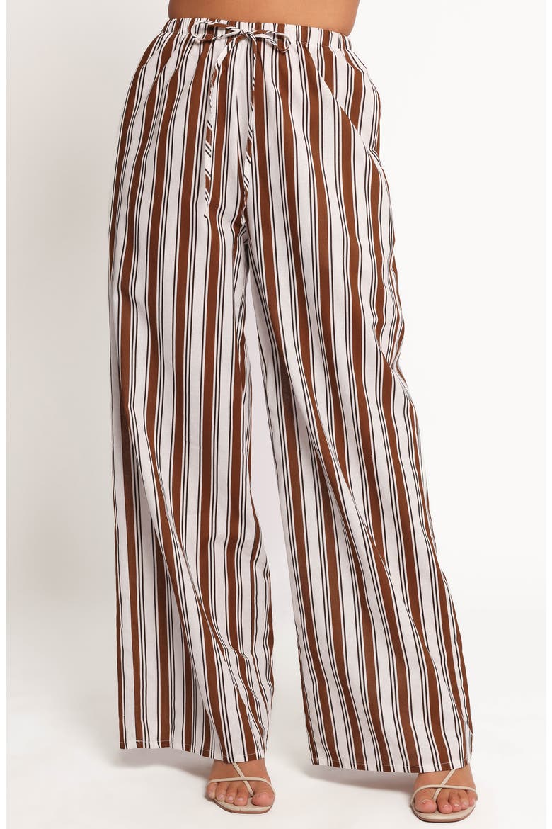 Thalia Stripe Cotton & Linen Wide Leg Pants, Main, color, CHOCOLATE STRIPE